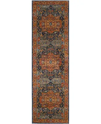 Safavieh Evoke EVK275 Blue and Orange 2'2" x 7' Runner Area Rug