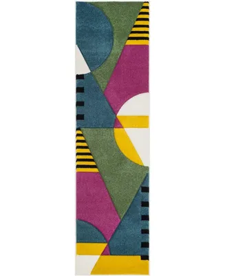 Safavieh Hollywood HLW706 Peacock Blue and Fuchsia 2'2" x 8' Runner Area Rug