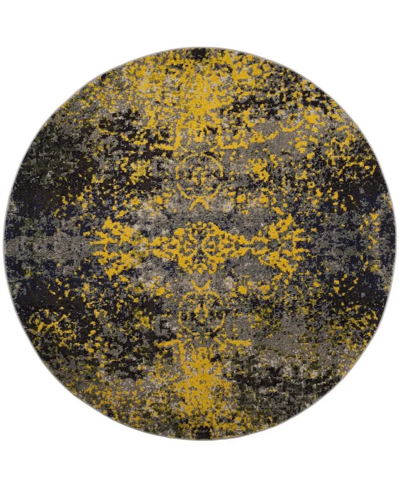 Safavieh Monaco MNC223 Gray and Multi 6'7" x 6'7" Round Area Rug