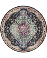 Safavieh Monaco MNC249 Black and Blue 6'7" x 6'7" Round Area Rug