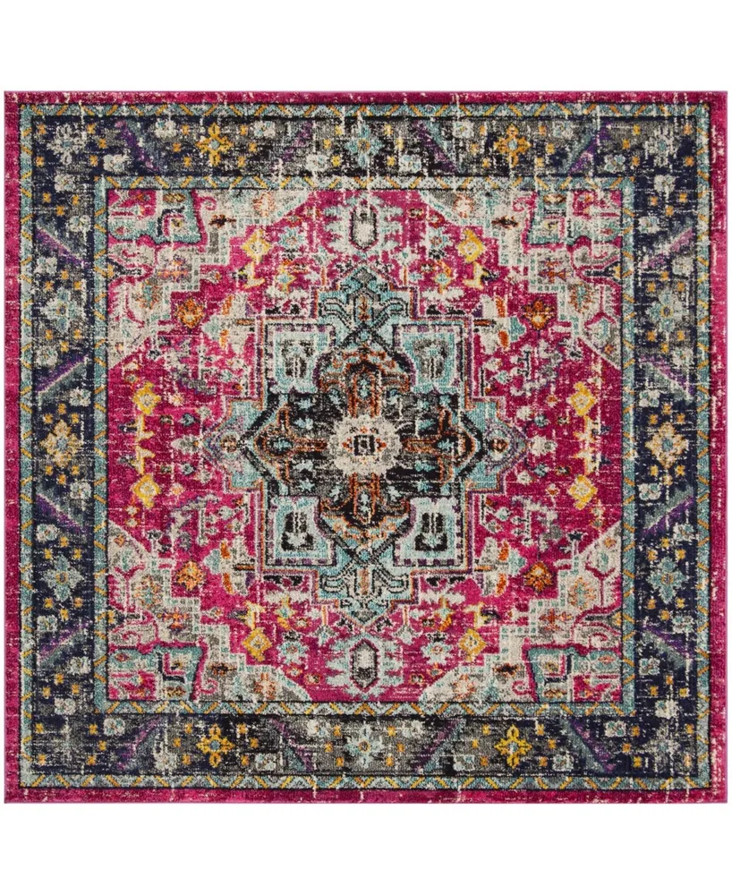 Safavieh Monaco MNC253 Fuchsia and Gray 6'7" x 6'7" Square Area Rug