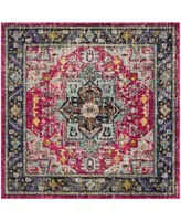 Safavieh Monaco MNC253 Fuchsia and Gray 6'7" x 6'7" Square Area Rug