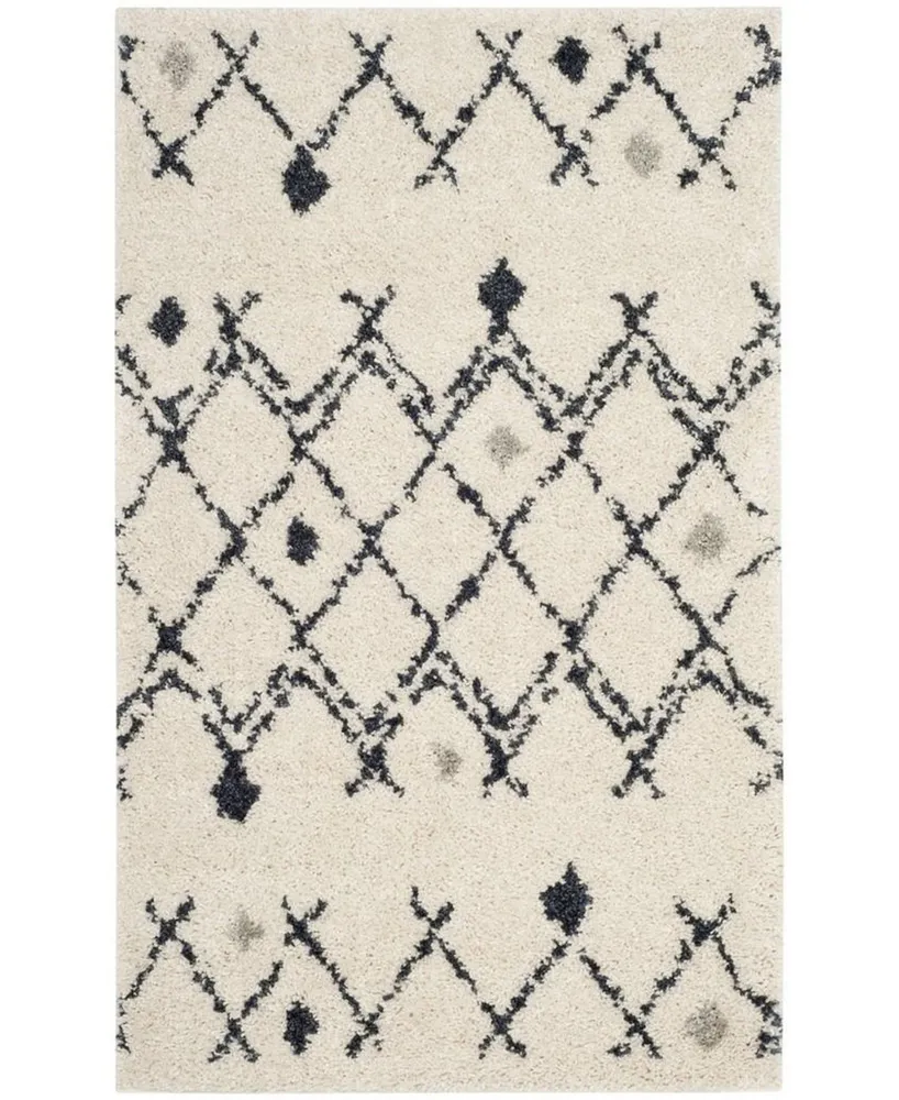 Safavieh Berber Shag BER164 Cream and Navy 3' x 5' Area Rug