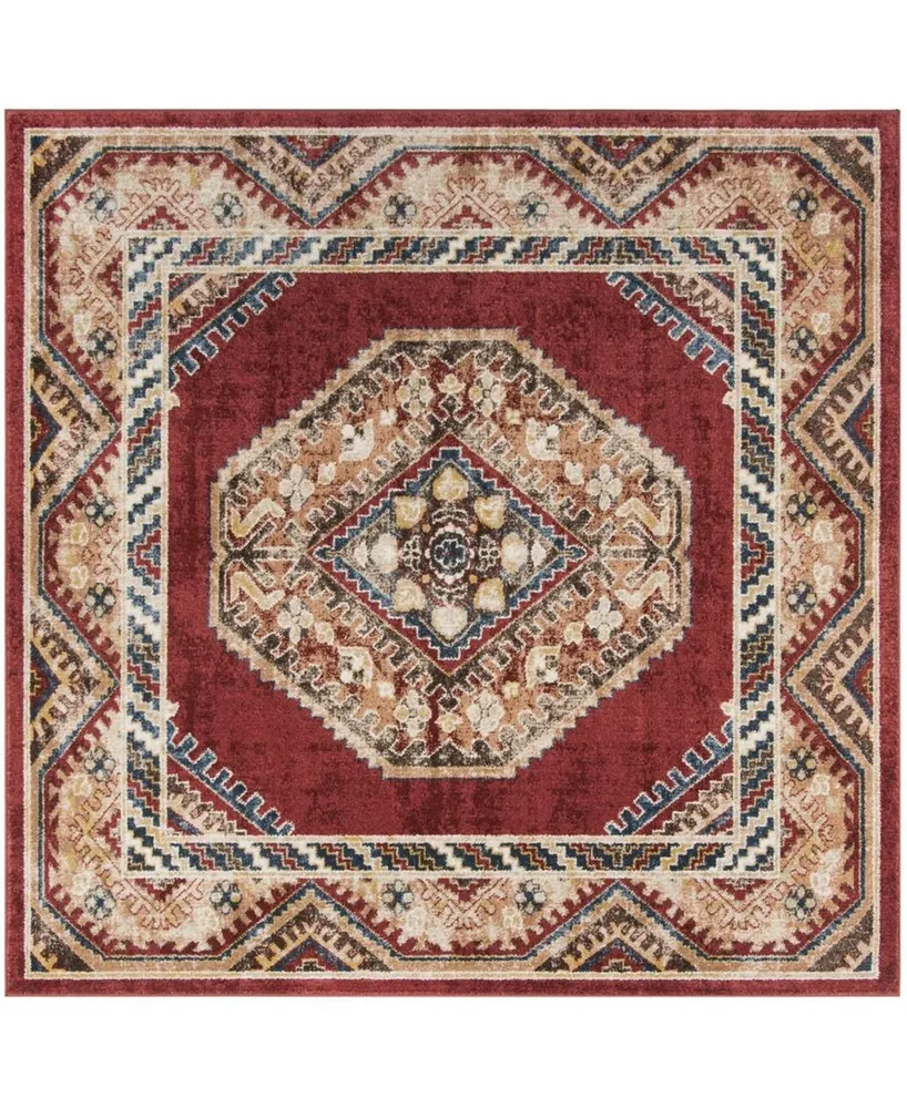 Safavieh Bijar BIJ647 Red and Rust 6'7" x 6'7" Square Area Rug