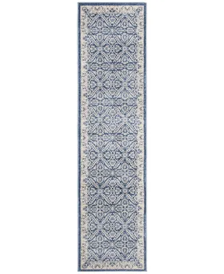 Safavieh Brentwood BNT863 Navy and Creme 2' x 8' Runner Area Rug