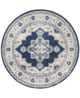 Safavieh Brentwood BNT865 Navy and Creme 6'7" x 6'7" Round Area Rug