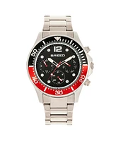 Breed Quartz Pegasus Black and Red Face Multi-Function Silver Alloy Watch 46mm