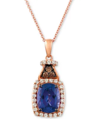 Le Vian Blueberry Tanzanite (2 ct. t.w.), Nude Diamond (1/4 ct. t.w.) and Chocolate Diamond Accent 18" Pendant Necklace in 14k Rose Gold