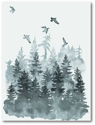 Courtside Market Watercolor Pine Tree Forest Gallery-Wrapped Canvas Wall Art