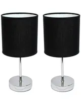 Simple Designs Chrome Mini Basic Table Lamp with Fabric Shade 2 Pack Set