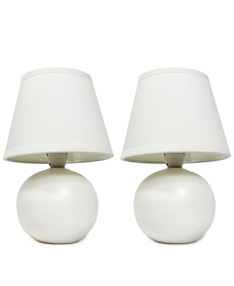Simple Designs Mini Ceramic Globe Table Lamp 2 Pack Set