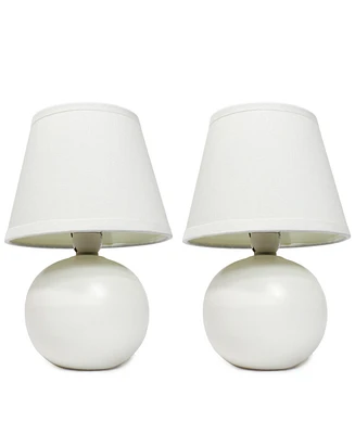 Simple Designs Mini Ceramic Globe Table Lamp 2 Pack Set