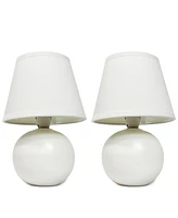 Simple Designs Mini Ceramic Globe Table Lamp 2 Pack Set