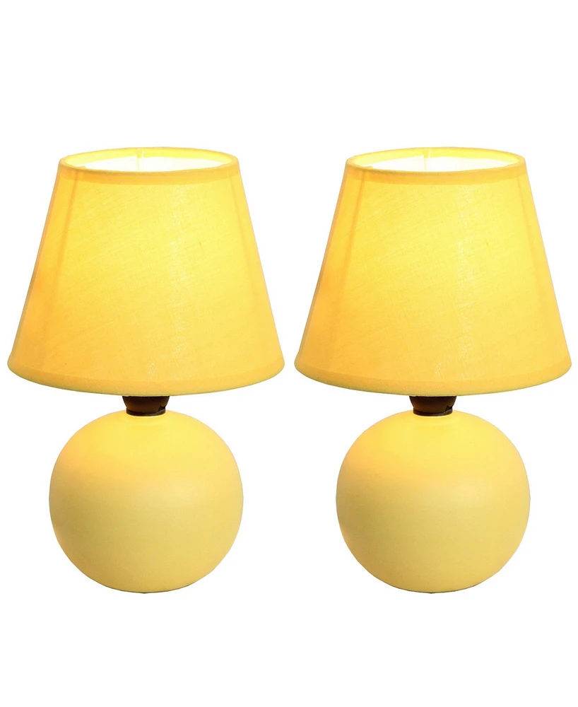 Simple Designs Mini Ceramic Globe Table Lamp 2 Pack Set