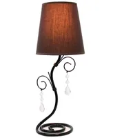 Simple Designs Twisted Vine Table Lamp with Fabric Shade and Hanging Crystals