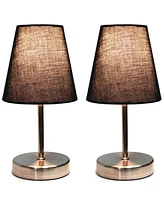 Simple Designs Sand Nickel Mini Basic Table Lamp with Fabric Shade 2 Pack Set