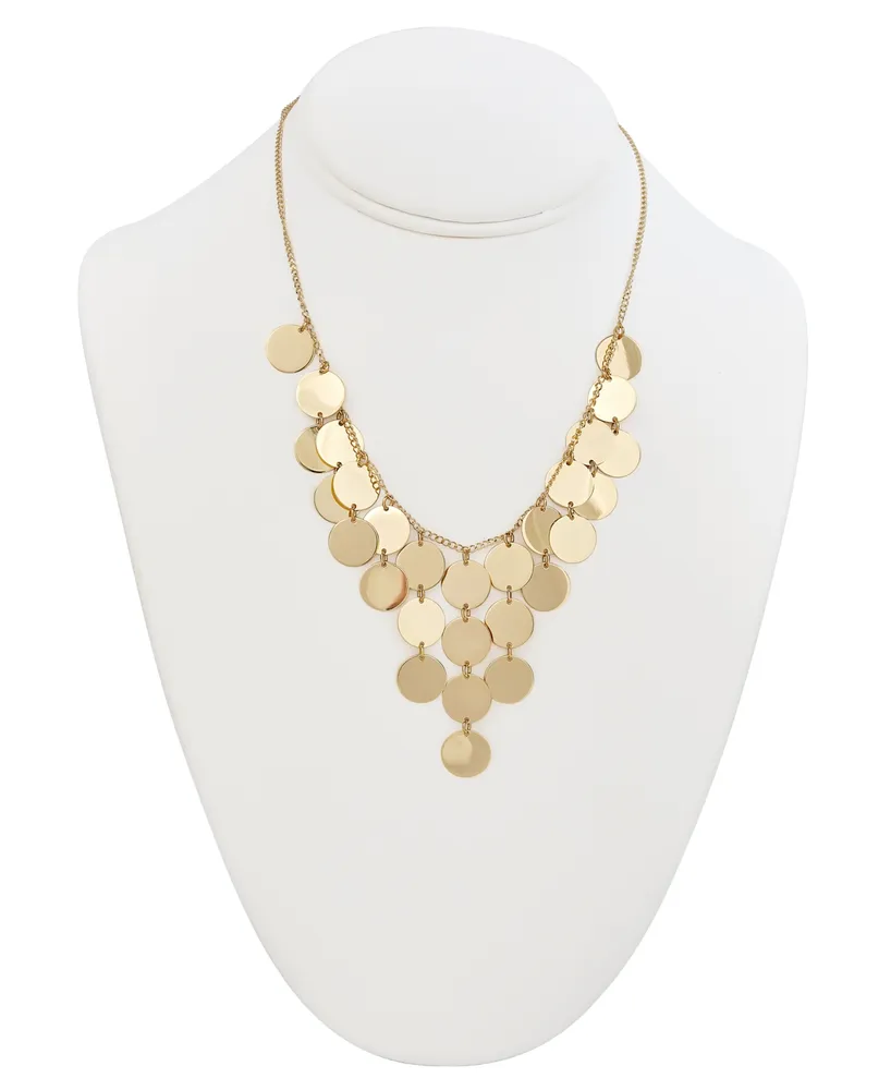 Multi-Disc Dangle Disc Statement Necklace in 14k Gold-Plated Sterling Silver, 15-3/4" + 2" extender