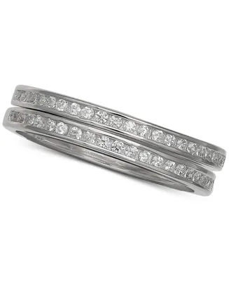 Giani Bernini 2-Pc. Set Cubic Zirconia Bands Sterling Silver, Created for Macy's