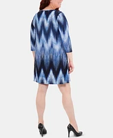 Ny Collection Plus Size Chevron-Print Keyhole Shift Dress