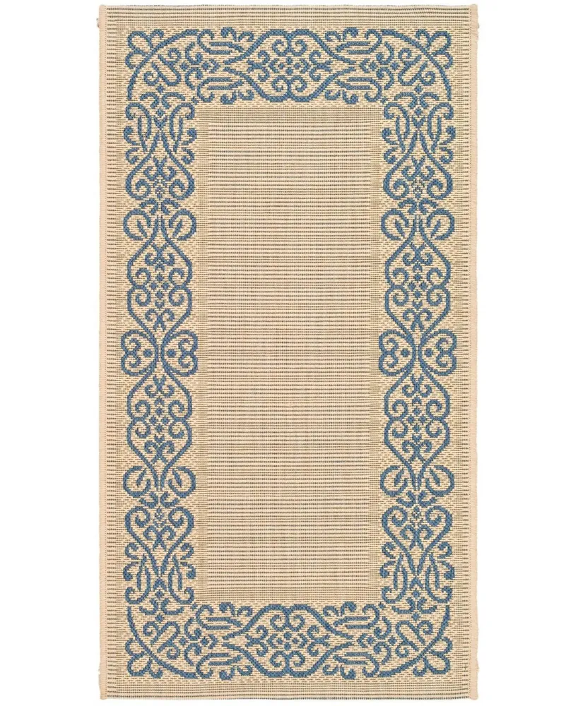 Safavieh Courtyard CY1588 Natural and Blue 2'3" x 10' Runner Outdoor Area Rug