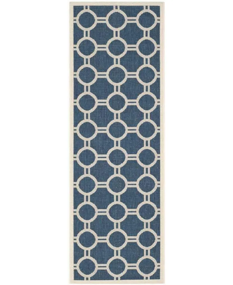 Safavieh Courtyard CY6924 Navy and Beige 2'3" x 10' Sisal Weave Runner Outdoor Area Rug