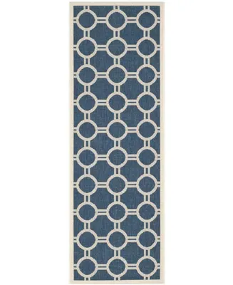 Safavieh Courtyard CY6924 Navy and Beige 2'3" x 10' Sisal Weave Runner Outdoor Area Rug