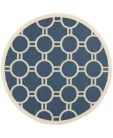 Safavieh Courtyard CY6924 Navy and Beige 6'7" x 6'7" Sisal Weave Round Outdoor Area Rug