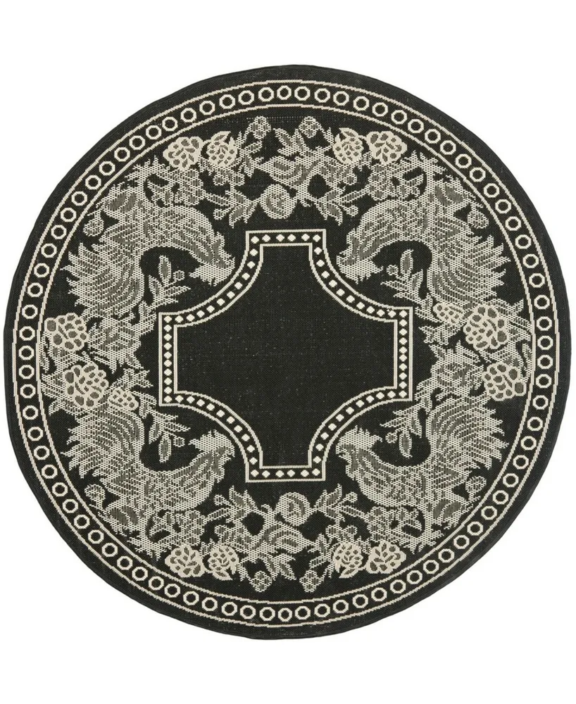 Safavieh Courtyard CY3305 Black and Sand 6'7" x 6'7" Sisal Weave Round Outdoor Area Rug