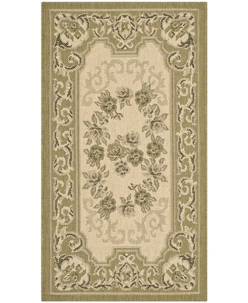 Safavieh Courtyard CY7208 Cream and Green 2'7" x 5' Sisal Weave Outdoor Area Rug