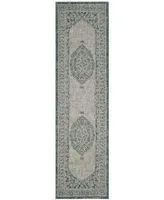 Safavieh Courtyard CY8751 Light Grey and Teal 2'3" x 12' Sisal Weave Runner Outdoor Area Rug