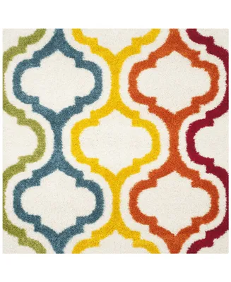 Safavieh Shag Kids SGK561 Ivory and Multi 6'7" x 6'7" Square Area Rug