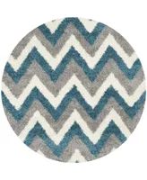 Safavieh Shag Kids SGK568 Ivory and Blue 6'7" x 6'7" Round Area Rug