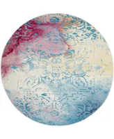 Safavieh Watercolor WTC620 Light Blue and Light Yellow 6'7" x 6'7" Round Area Rug