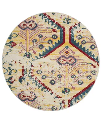 Safavieh Watercolor WTC698 Light Yellow and Blue 6'7" x 6'7" Round Area Rug