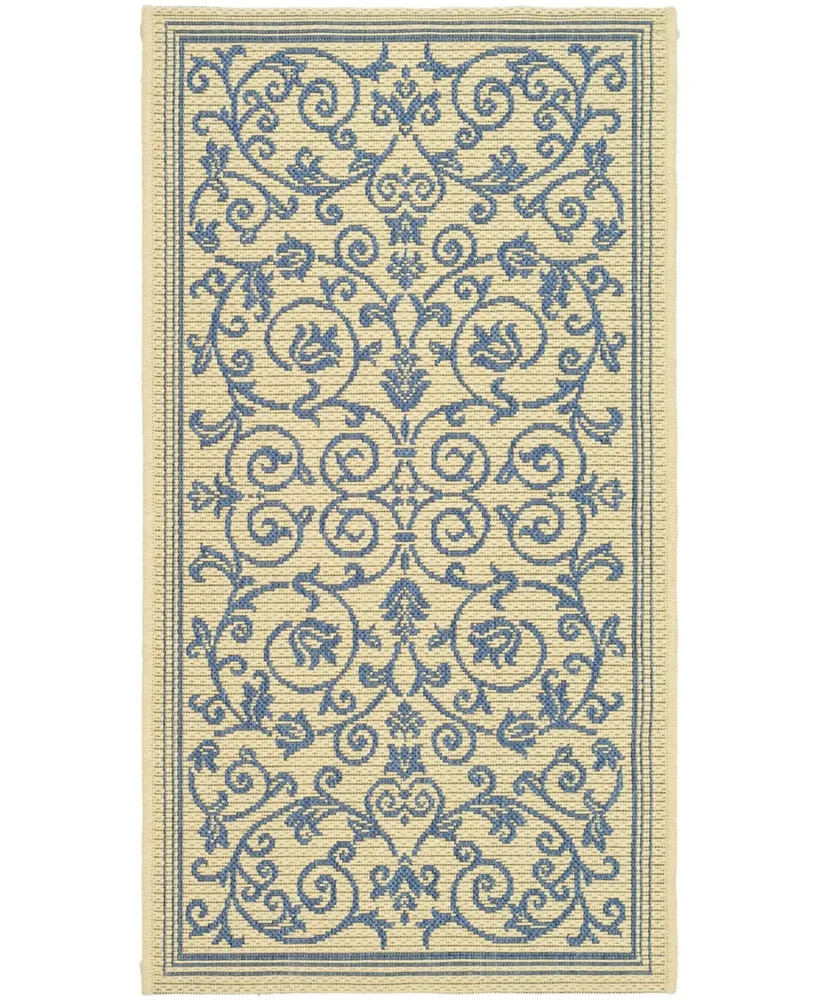 Safavieh Courtyard CY2098 Natural and Blue 2' x 3'7" Sisal Weave Outdoor Area Rug