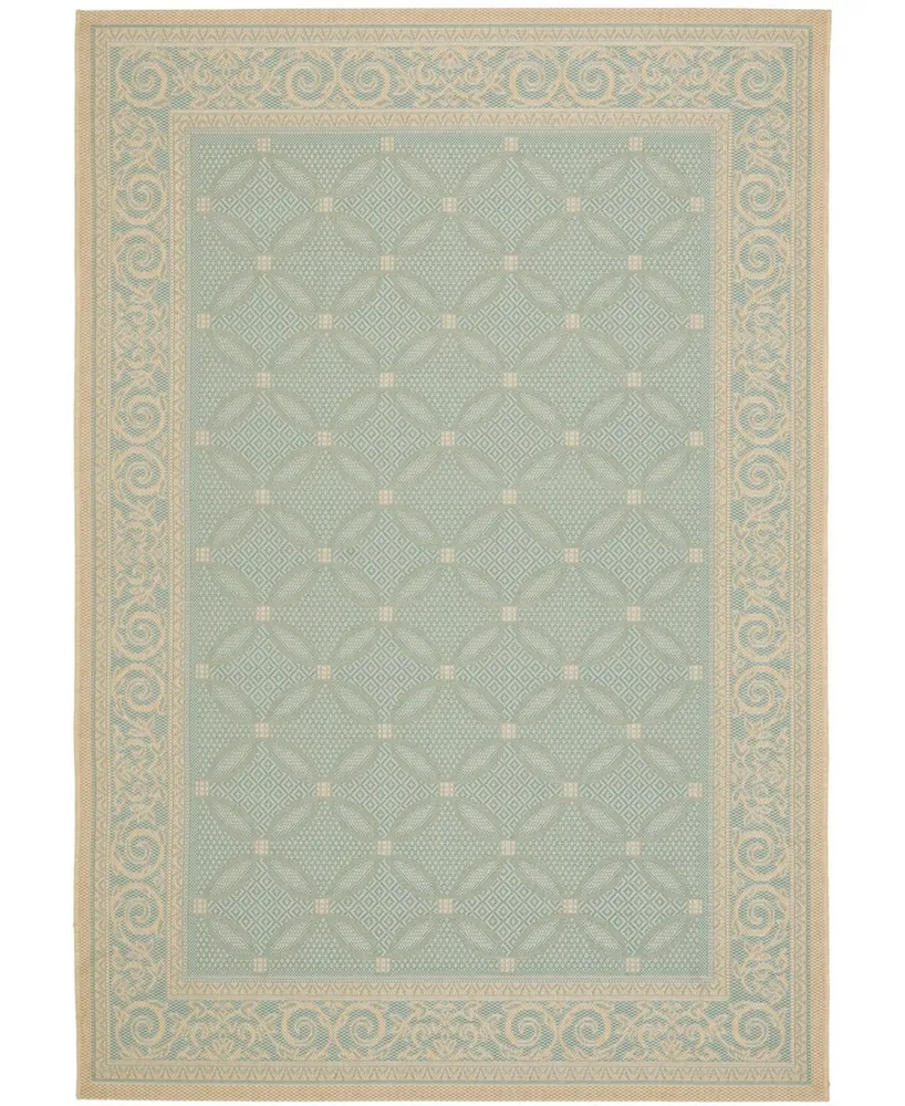 Safavieh Courtyard CY6107 Aqua and Cream 4' x 5'7" Outdoor Area Rug