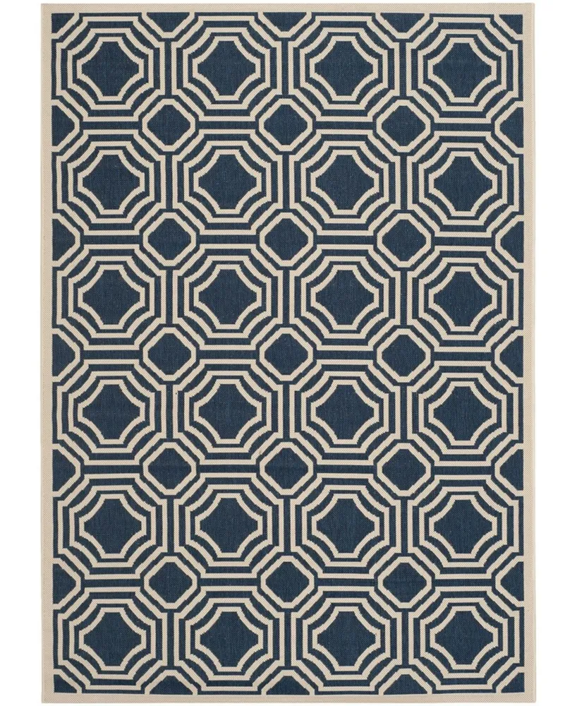 Safavieh Courtyard CY6112 Navy and Beige 4' x 5'7" Outdoor Area Rug