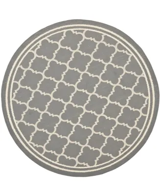 Safavieh Courtyard CY6918 Anthracite and Beige 6'7" x 6'7" Sisal Weave Round Outdoor Area Rug