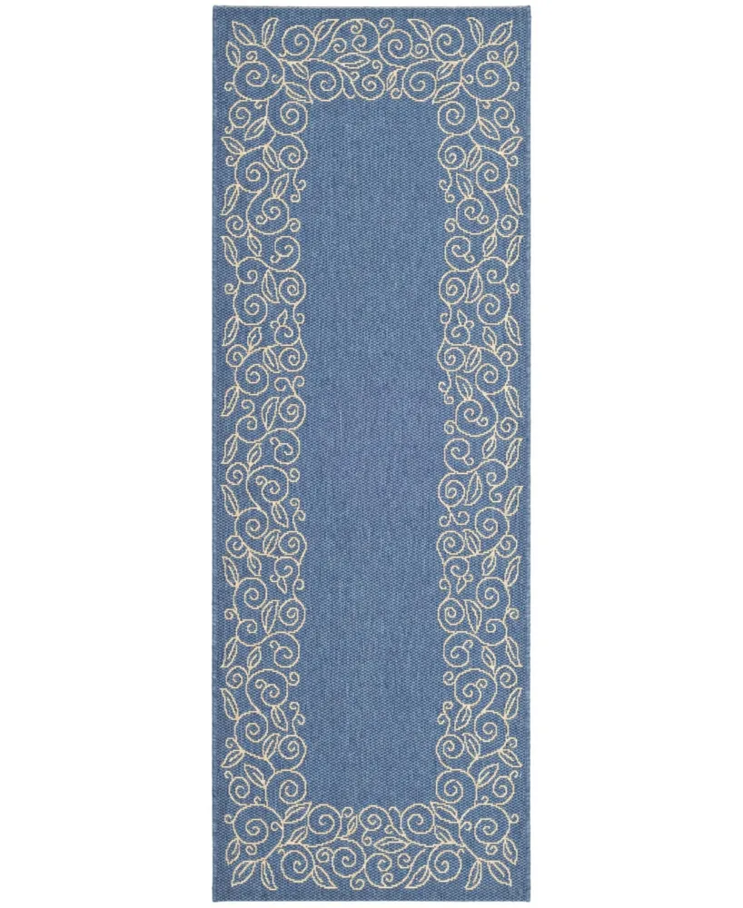 Safavieh Courtyard CY5139 Blue and Beige 2'4" x 12' Runner Outdoor Area Rug