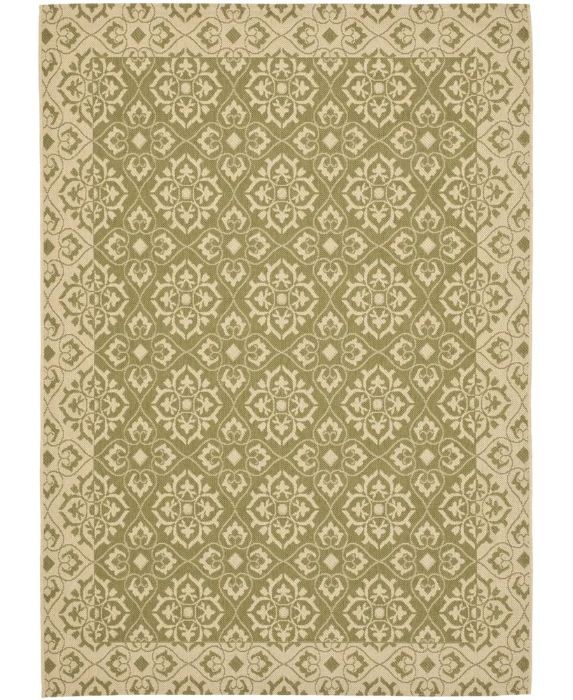 Safavieh Courtyard CY6550 Green and Creme 2'3" x 6'7" Runner Outdoor Area Rug