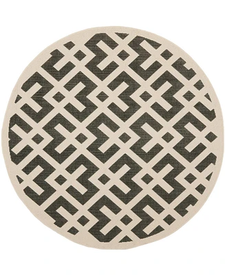 Safavieh Courtyard CY6915 Black and Beige 7'10" x 7'10" Sisal Weave Round Outdoor Area Rug