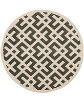 Safavieh Courtyard CY6915 Black and Beige 7'10" x 7'10" Sisal Weave Round Outdoor Area Rug