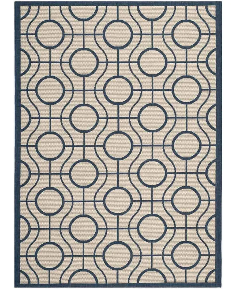 Safavieh Courtyard CY6115 Beige and Navy 6'7" x 9'6" Sisal Weave Outdoor Area Rug