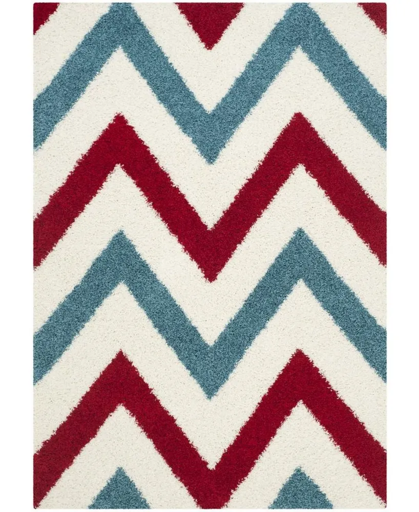 Safavieh Shag Kids SGK564 Ivory and Red 5'3" x 7'6" Area Rug