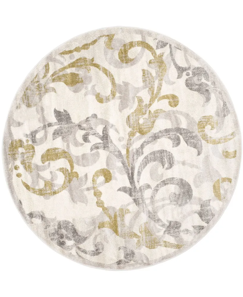 Safavieh Amherst AMT428 Ivory and Light Gray 5' x 5' Round Area Rug