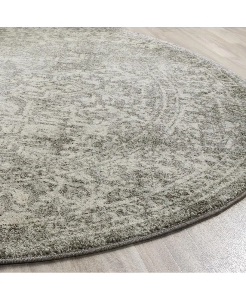 Safavieh Evoke EVK256 Silver and Ivory 5'1" x 5'1" Round Area Rug