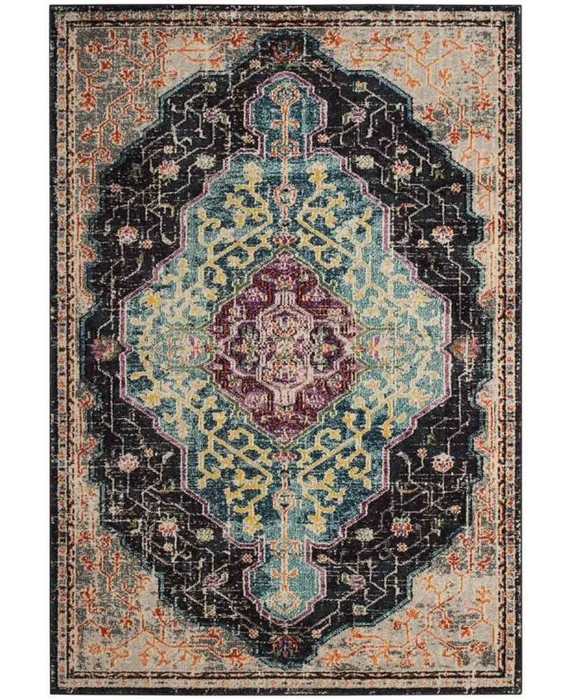 Safavieh Monaco MNC249 Black and Blue 4' x 5'7" Area Rug