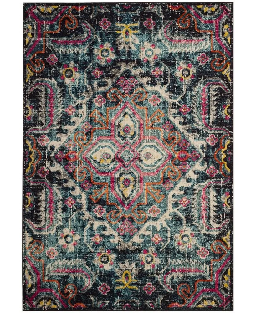 Safavieh Monaco MNC252 Blue and Fuchsia 4' x 5'7" Area Rug