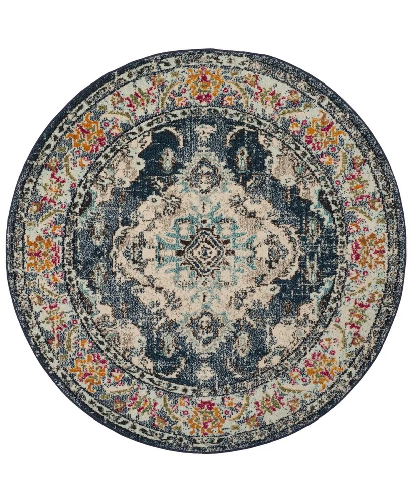 Safavieh Monaco MNC243 Navy and Light Blue 3' x 3' Round Area Rug