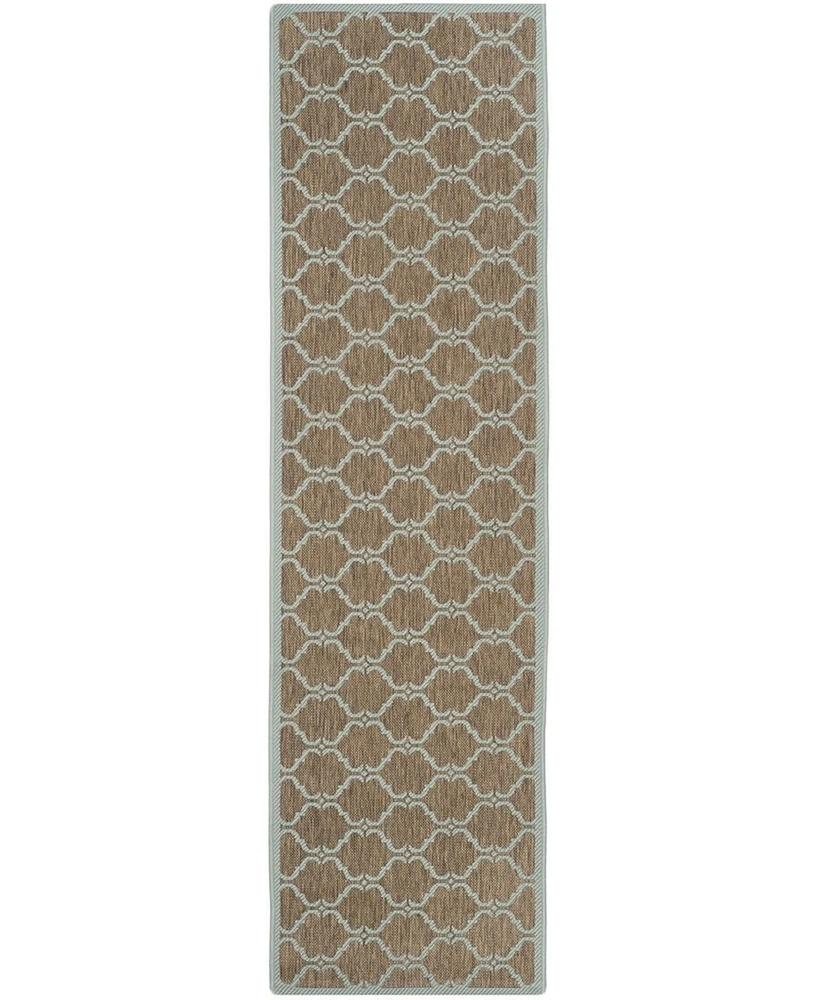 Safavieh Courtyard CY6009 Brown and Aqua 2'3" x 6'7" Sisal Weave Runner Outdoor Area Rug